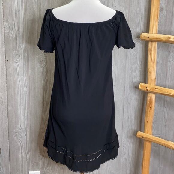 Naked Princess Peasant Rayon Black Eyelet Dress SM - Picture 4 of 6